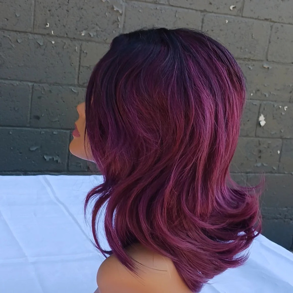 NWT Burgundy synthetic wig with hair net - Picture 6 of 10